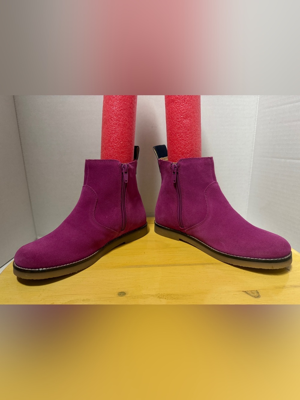 Mini Boden Girls Pink Suede Chelsea Ankle Boots Sparkle Glitter Star Size 35 - Picture 7 of 12